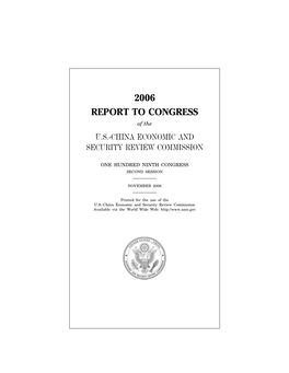 2006 REPORT to CONGRESS of the U.S.-CHINA ECONOMIC and SECURITY REVIEW COMMISSION