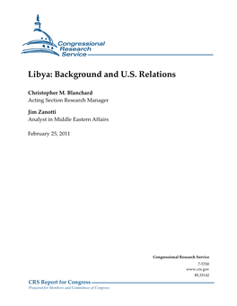 Libya: Background and U.S. Relations