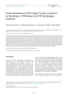 Facies Development of the Upper Triassic Succession on Barentsøya, Wilhelmøya and NE Spitsbergen, Svalbard