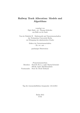 Railway Track Allocation – Models and Algorithms