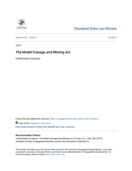The Model Coinage and Minting Act