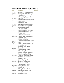 2004 Lpga Tour Schedule