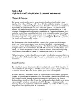 Alphabetic and Multiplicative Systems of Numeration