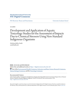 Development and Application of Aquatic Toxicology Studies for The