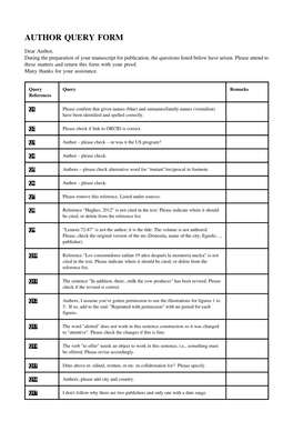 Author Query Form