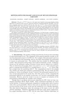 Hitting-Sets for Roabp and Sum of Set-Multilinear Circuits