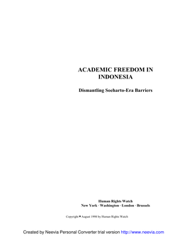 Academic Freedom in Indonesia