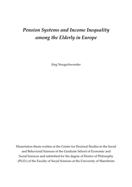 Pension Systems and Income Inequality Among the Elderly in Europe