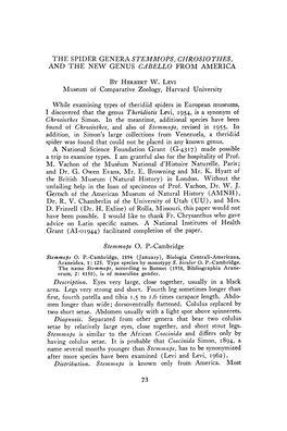 The Spider Genera 8Temmops, Chrosiothes, and the New Genus Cabello from America by Herbert W