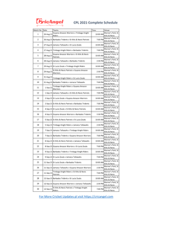 CPL 2021 Complete Schedule