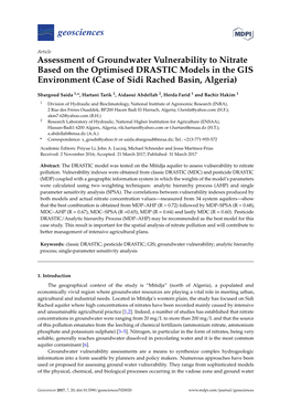 Assessment of Groundwater Vulnerability to Nitrate Based on the Optimised DRASTIC Models in the GIS Environment (Case of Sidi Rached Basin, Algeria)