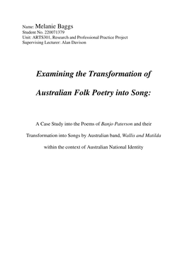 Examining the Transformation of Australian Folk Poetry Into Song