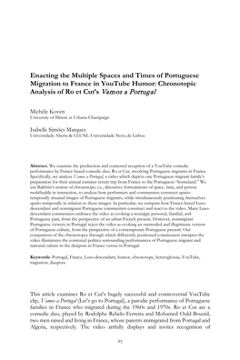 Chronotopic Analysis of Ro Et Cut's Vamos a Portugal