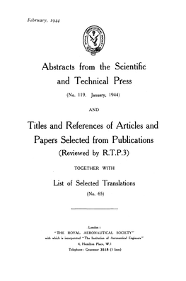 Abstracts from the Scientific and Technical Press Titles And