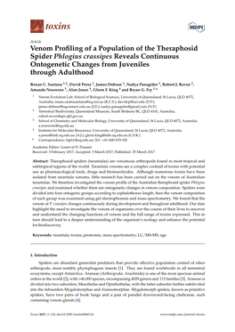 Venom Profiling of a Population of the Theraphosid Spider Phlogius