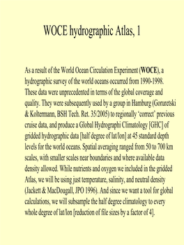 WOCE Hydrographic Atlas, 1