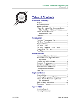 Table of Contents Executive Summary Purpose