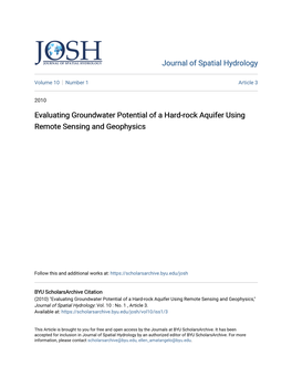 Evaluating Groundwater Potential of a Hard-Rock Aquifer Using Remote Sensing and Geophysics