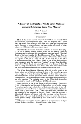 A Survey of the Insects of White Sands National Monument, Tularosa