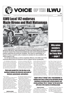 ILWU Local 142 Endorses Mazie Hirono and Matt Matsunaga