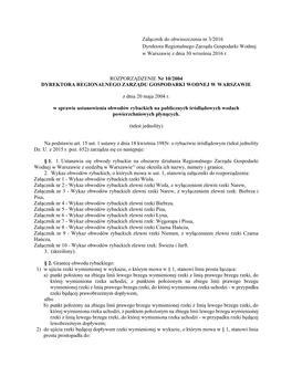 Załącznik Do Obwieszczenia Nr 3/2016 Dyrektora Regionalnego Zarządu Gospodarki Wodnej W Warszawie Z Dnia 30 Września 2016 R