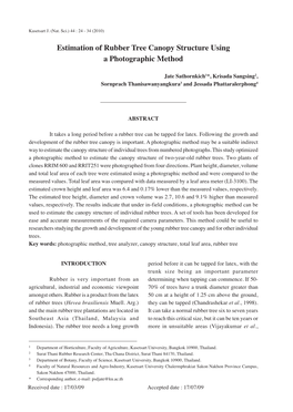 Estimation of Rubber Tree Canopy Structure Using a Photographic Method