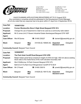 Page 1 of 8 VALID PLANNING APPLICATIONS REGISTERED UP