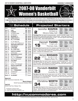 2007-08 Vanderbilt Women's Basketball