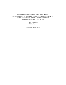 Monetary Intervention Mitigated Banking Panics During the Great Depression? Quasi-Experimental Evidence from the Federal Reserve