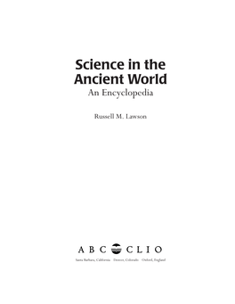 Science in the Ancient World an Encyclopedia