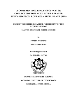 A Comparative Analysis of Water Collected from Koel River & Water