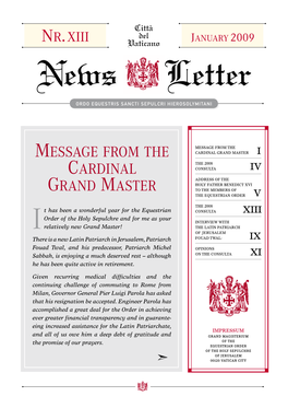 Message from the Cardinal Grand Master