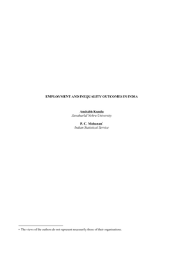 EMPLOYMENT and INEQUALITY OUTCOMES in INDIA Amitabh