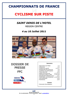 Championnats De France De Cyclisme Sur Piste
