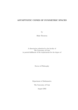 Asymptotic Cones of Symmetric Spaces