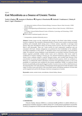 Gut Microbiota As a Source of Uremic Toxins