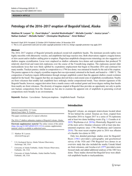 Petrology of the 2016–2017 Eruption of Bogoslof Island, Alaska