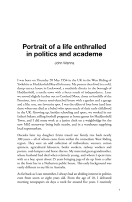 Portrait of a Life Enthralled in Politics and Academe John Wanna