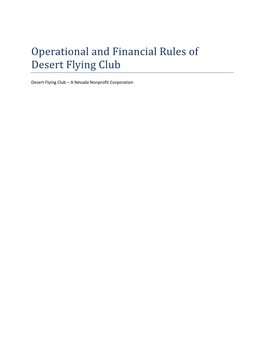 Operational and Financial Rules of Desert Flying Club
