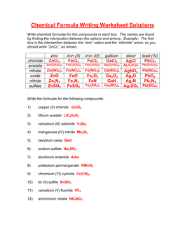 Ionic Compound Formula Writing Worksheet