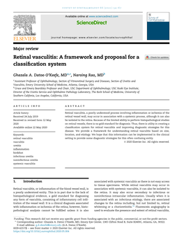 Retinal Vasculitis: a Framework and Proposal for a Classiﬁcation System