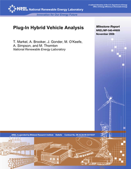 Plug-In Hybrid Vehicle Analysis: Milestone Report