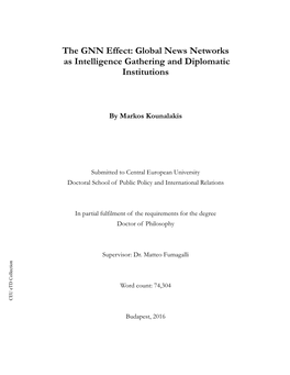 Global News Networks As Intelligence Gathering and Diplomatic Institutions