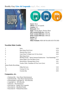 Buddy Guy Live at Legends Mp3, Flac, Wma