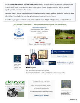 CELEBRATE CLEARVIEW 2017 - Preserving a National Treasure: the Next 70 Years