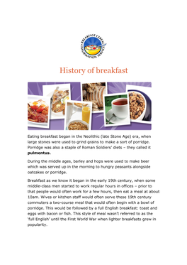 History of Breakfast