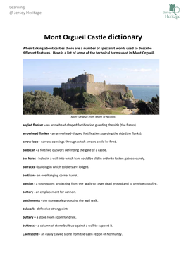 Mont Orgueil Castle Dictionary