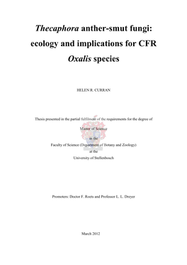 CHAPTER 2: Thecaphora Capensis Infections of Oxalis: Direct Consequences of Playing Host to Anther-Smut Fungi