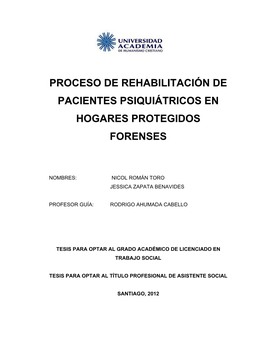 Proceso De Rehabilitación De Pacientes Psiquiátricos En Hogares Protegidos Forenses