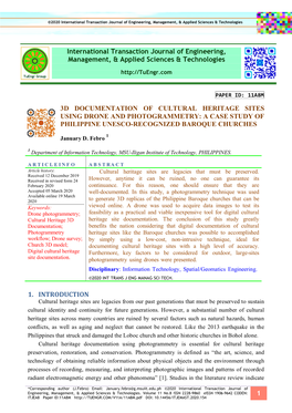 3D Documentation of Cultural Heritage Sites Using Drone and Photogrammetry: a Case Study of Philippine Unesco-Recognized Baroque Churches